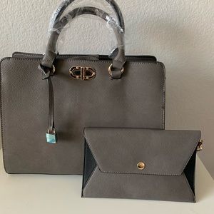 Dasein satchel purse with matching clutch